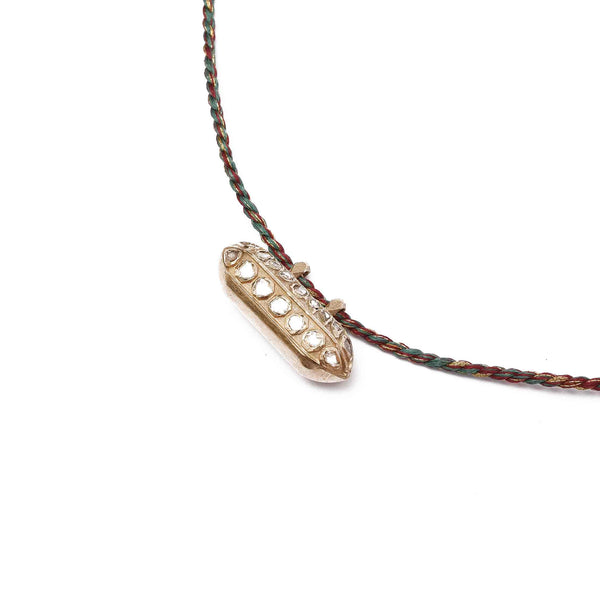 ETERNITY Collier Argent plaqué Or Diamants - cordon turquoise/rouge