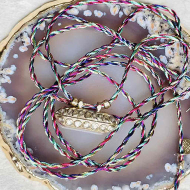 ETERNITY Collier Argent plaqué Or Diamants sur cordon en soie