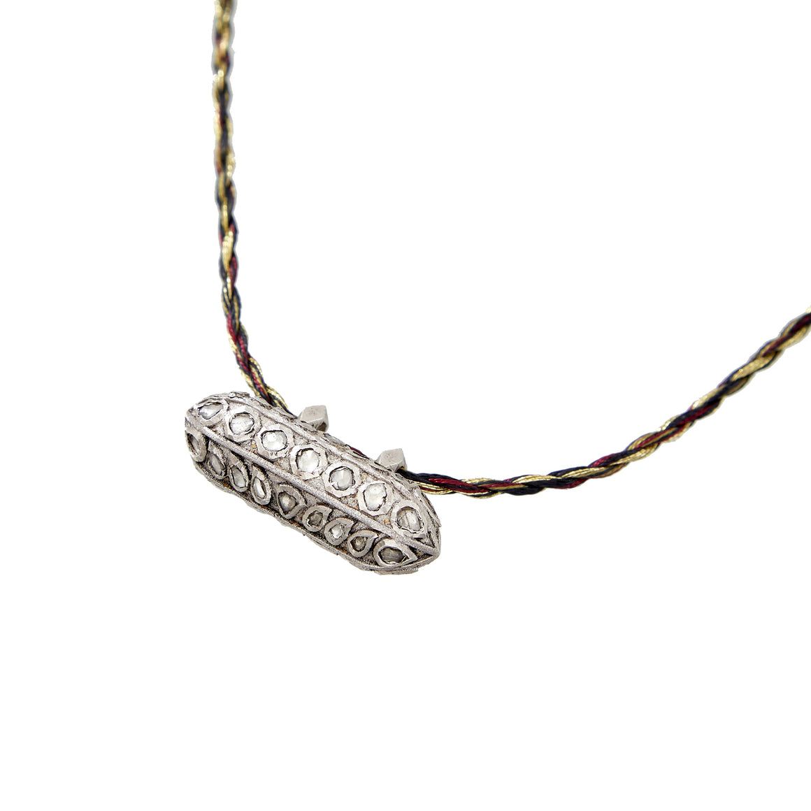 ETERNITY XL Collier Talisman Multi Diamants et argent sur cordon en soie