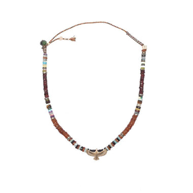 GARUDA Collier Aigle Argent plaqué Or, perles facettées