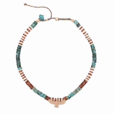 GARUDA Collier Aigle Chrysocolle Hessonite Argent plaqué Or