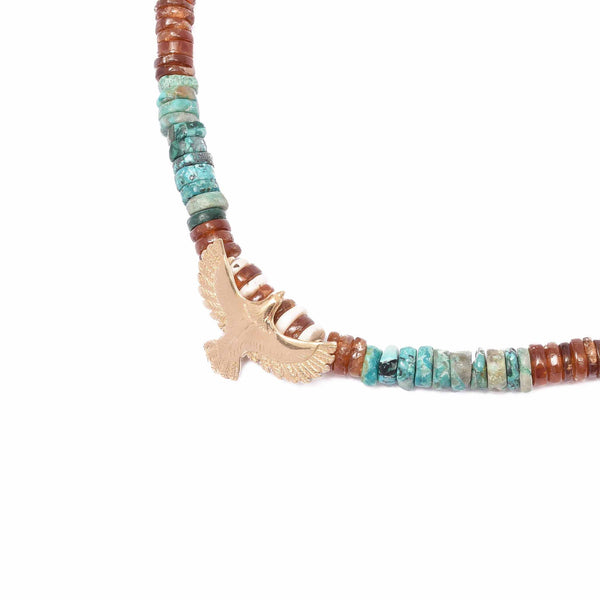 GARUDA Collier Aigle Chrysocolle Hessonite Argent plaqué Or