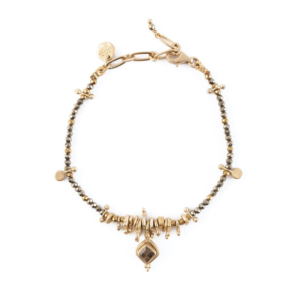 GAYA Bracelet Pyrite Quartz fumé