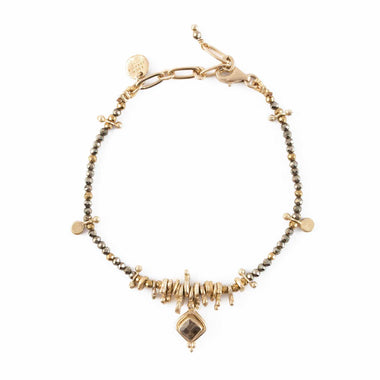 GAYA Bracelet Pyrites et Quartz fumé