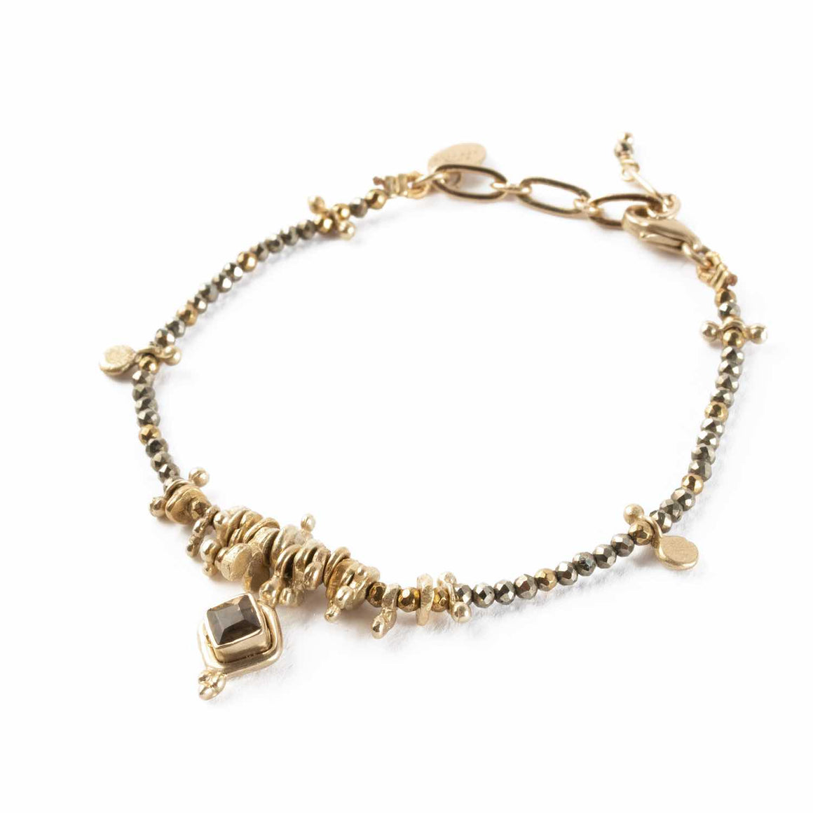 GAYA Bracelet Pyrites et Quartz fumé
