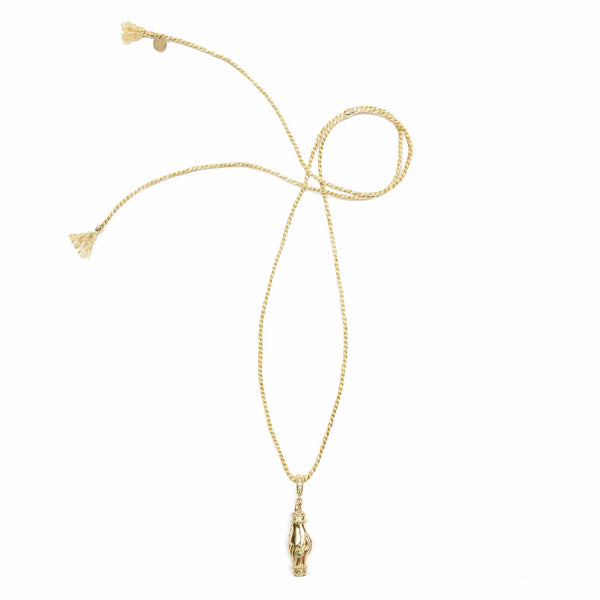 HARMONY Collier cordon argent plaqué or 24 cts, Emeraudes