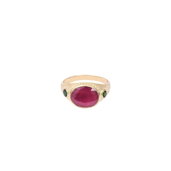 HESTIA Ruby Ring, 24k Gold-Plated Sterling Silver