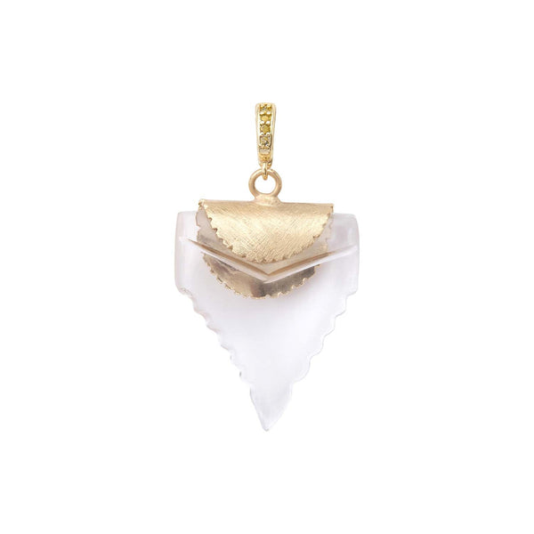 HYDRA Charm dent de requin Cristal de roche, doré 24 cts