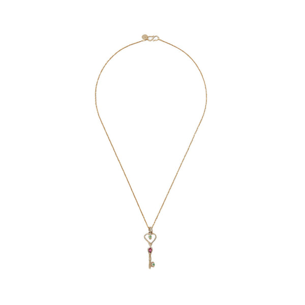 LOVE KEY Collier Tourmalines Argent plaqué Or 24 cts