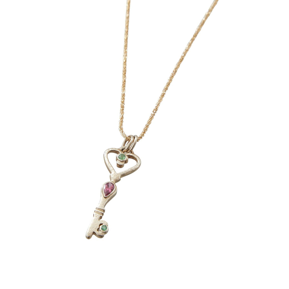 LOVE KEY Collier Tourmalines Argent plaqué Or 24 cts