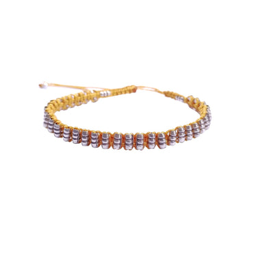 INCA Bracelet unisexe Perles tubes Argent - Jaune