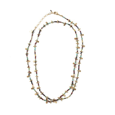 INDIRA Collier Turquoise, Grenat, Sunstone