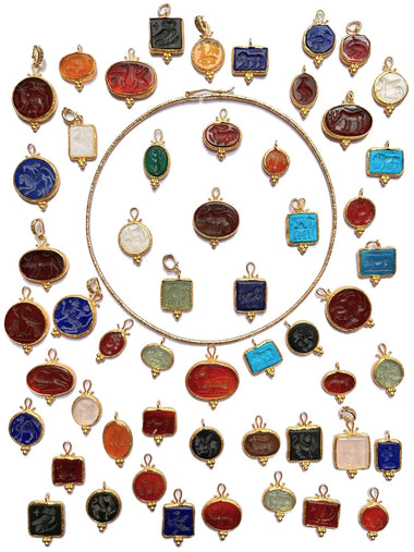 INTAGLIO Pendentif en pierre à Intaille, bélière au choix