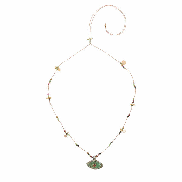 IRIS PRECIOUS Collier Chrysoprase et Rubis zoisite