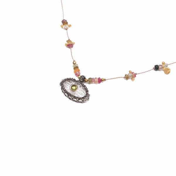 IRIS PRECIOUS Collier Cristal de Roche et Tourmalines