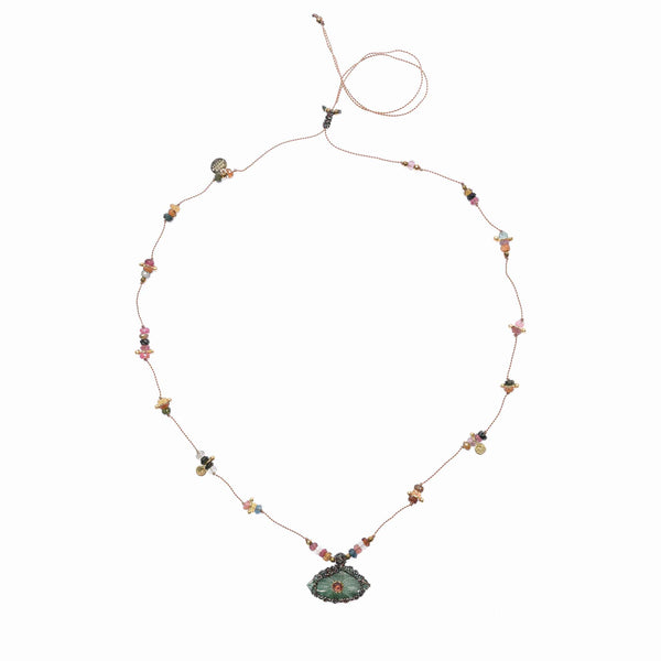 IRIS PRECIOUS Collier Quartz vert et Tourmalines