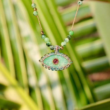 IRIS PRECIOUS Collier Chrysoprase et Rubis zoisite