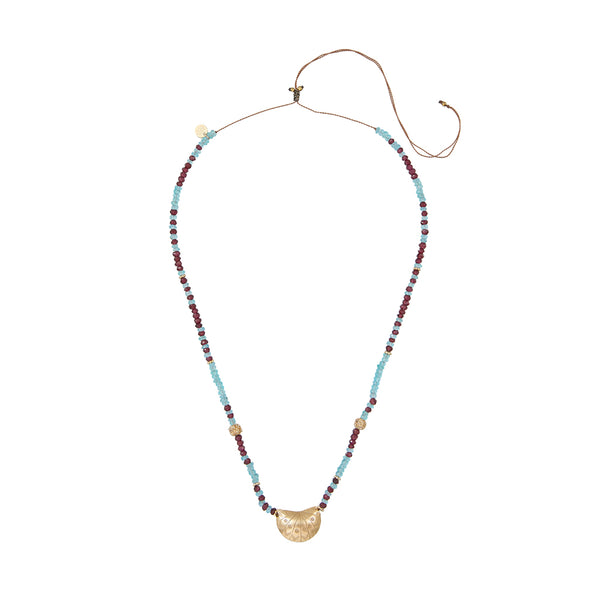 JAMIE Collier précieux Apatite grenat - Argent plaqué or 24 cts