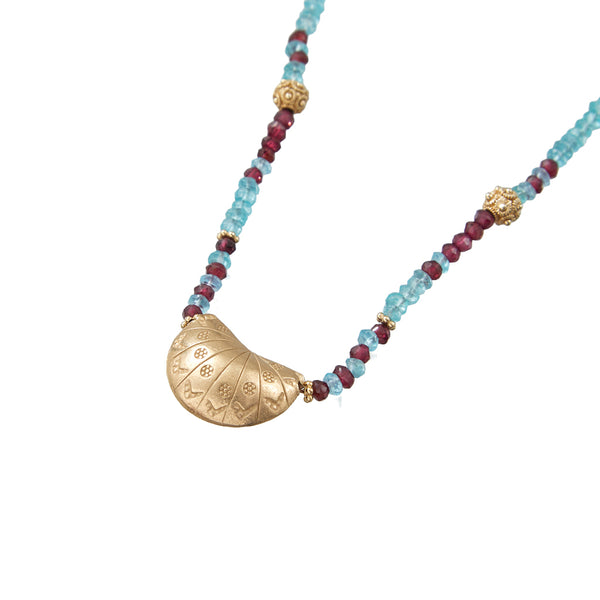 JAMIE Collier précieux Apatite grenat - Argent plaqué or 24 cts