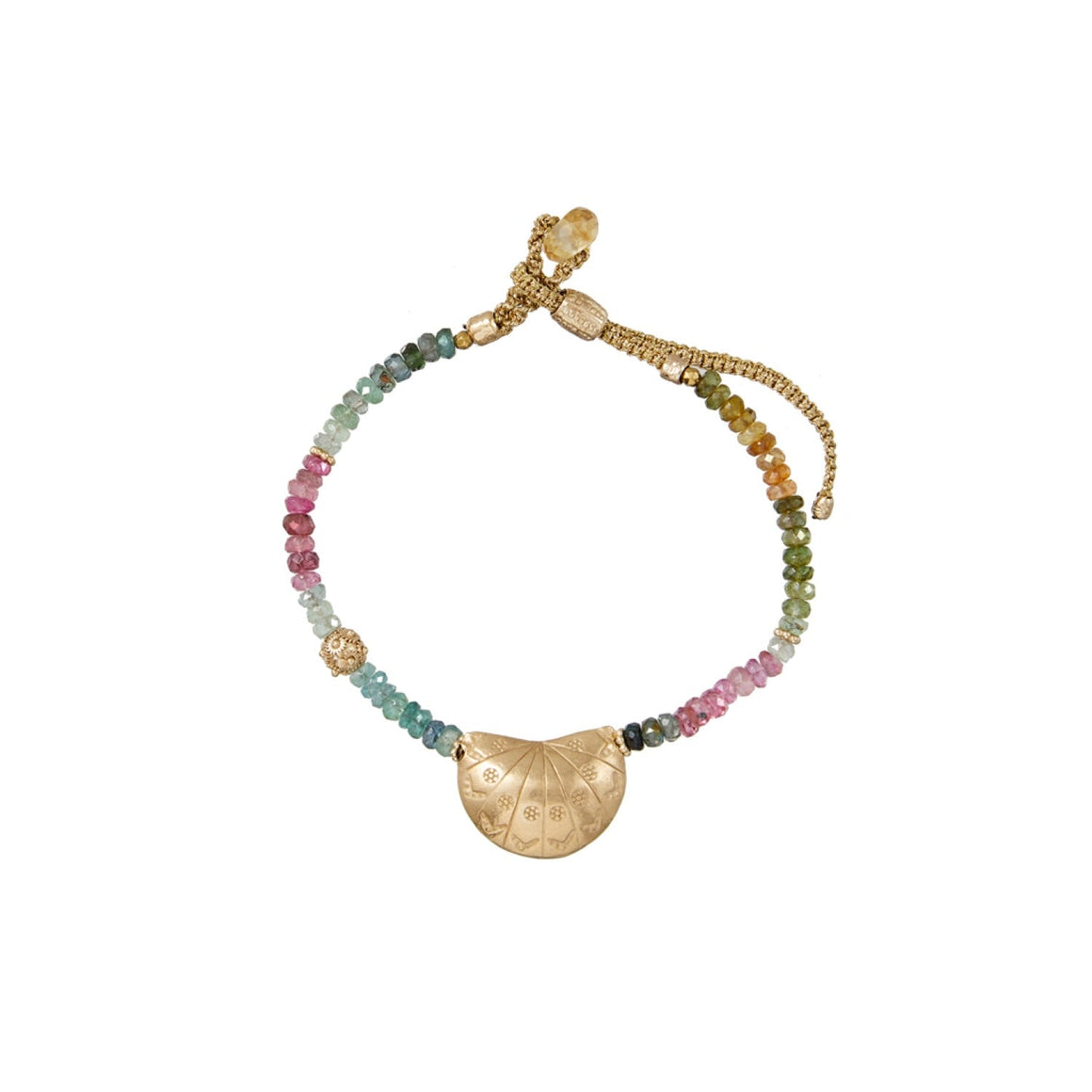 JAMIE Bracelet précieux Tourmalines multicolores, argent plaqué Or