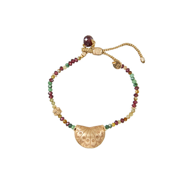 JAMIE Bracelet précieux Rubis zoisite, Grenat, Argent plaqué Or 24 cts