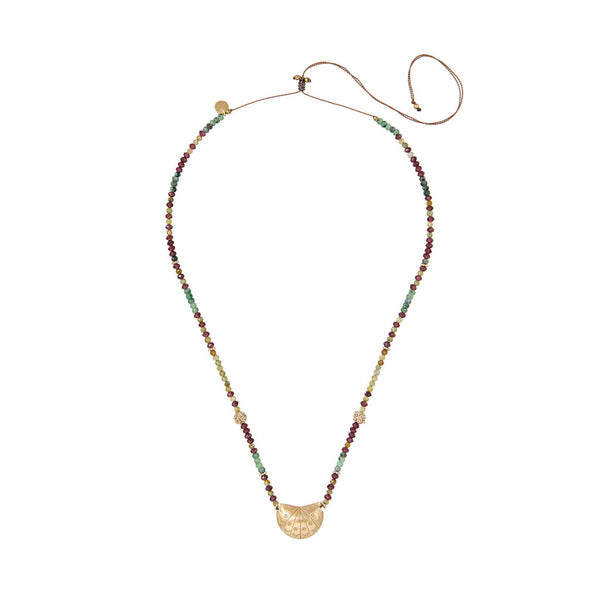 JAMIE Collier précieux Rubis Zoisite Grenat - Argent plaqué or 24 cts