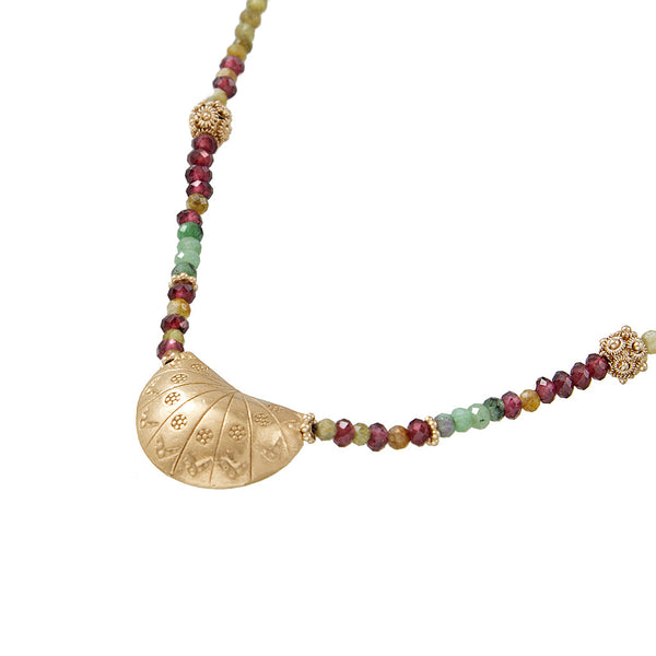 JAMIE Collier précieux Rubis Zoisite Grenat - Argent plaqué or 24 cts