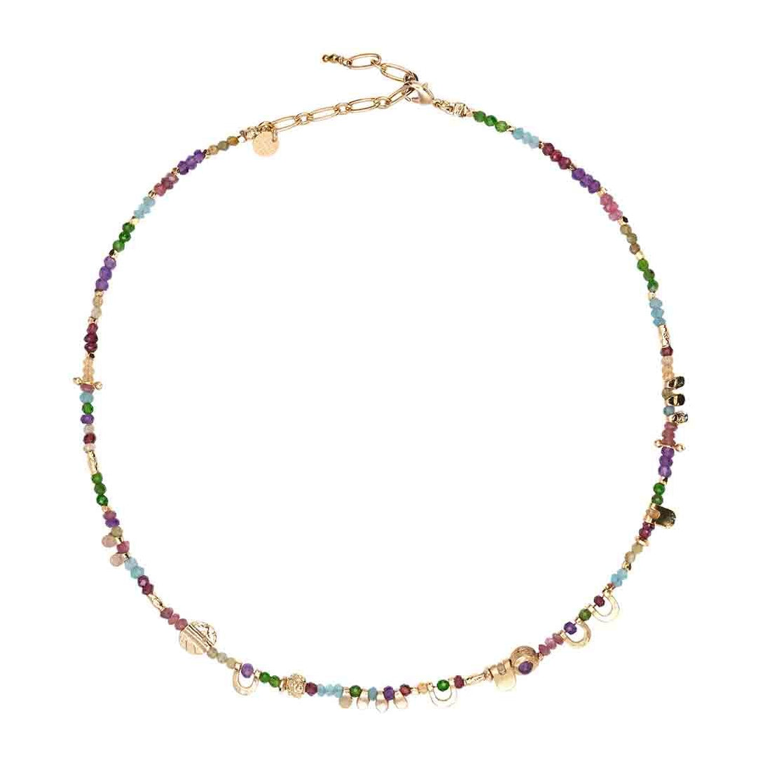 JINGLEE Collier Ras de cou Rainbow, doré 24 cts
