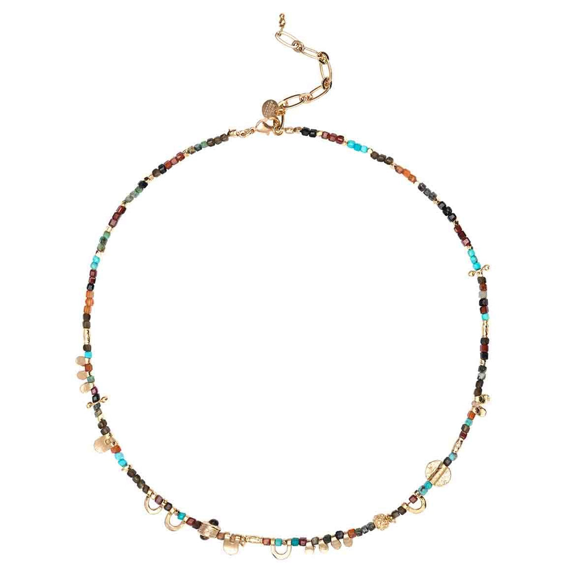 JINGLEE Choker Necklace, Turquoise & Hessonite, 24k Gold-Plated