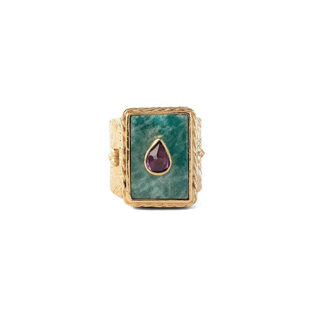 JULIET Bague Chevalière Gravée Amazonite