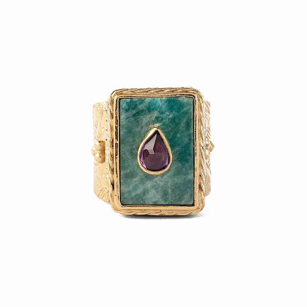 JULIET Bague Chevalière Gravée Amazonite
