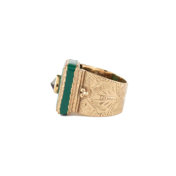 JULIET Bague Chevalière Gravée Amazonite