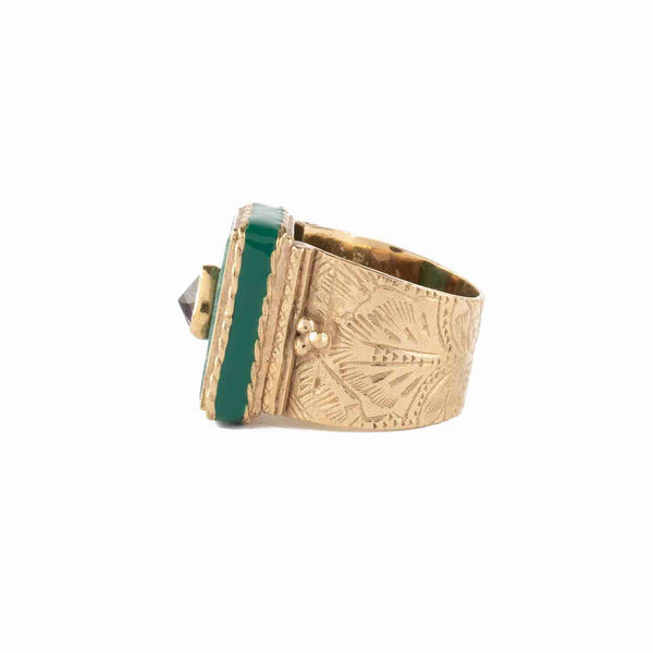 JULIET Bague Chevalière Gravée Amazonite