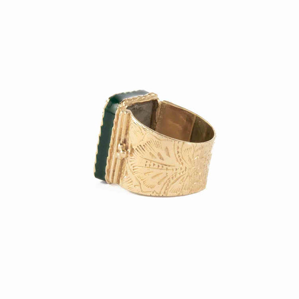 JULIET Bague Chevalière Gravée Labradorite Grenat