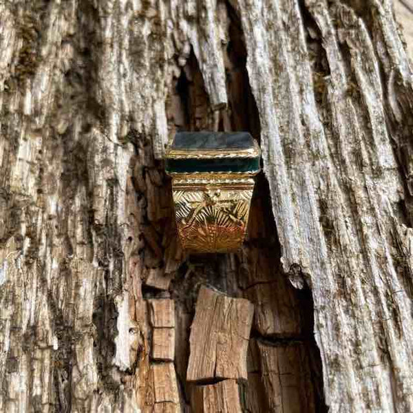 JULIET Bague Chevalière Gravée Labradorite