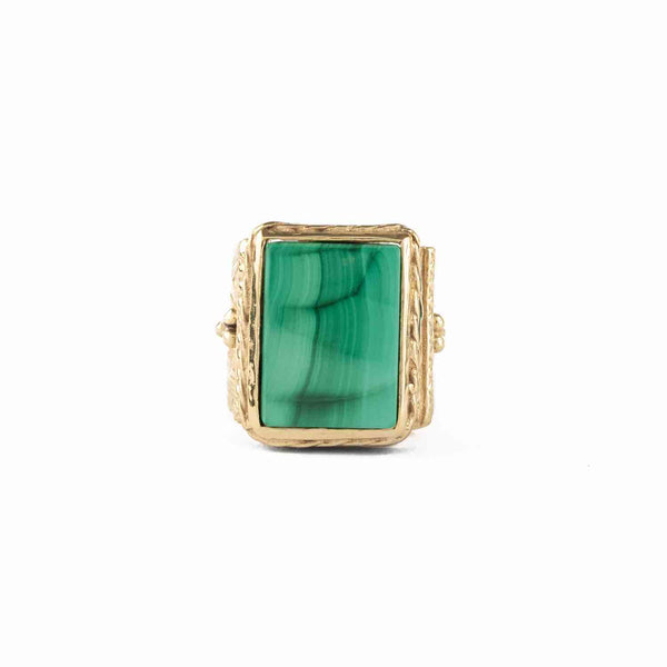 JULIET Bague Chevalière Gravée Malachite