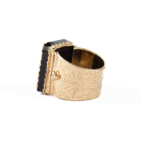 JULIET Bague Chevalière Gravée Onyx