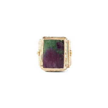JULIET Engraved Ruby Zoisite Signet Ring