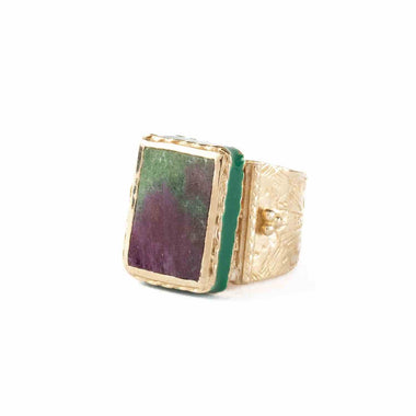 JULIET Bague Chevalière Gravée Rubis zoisite