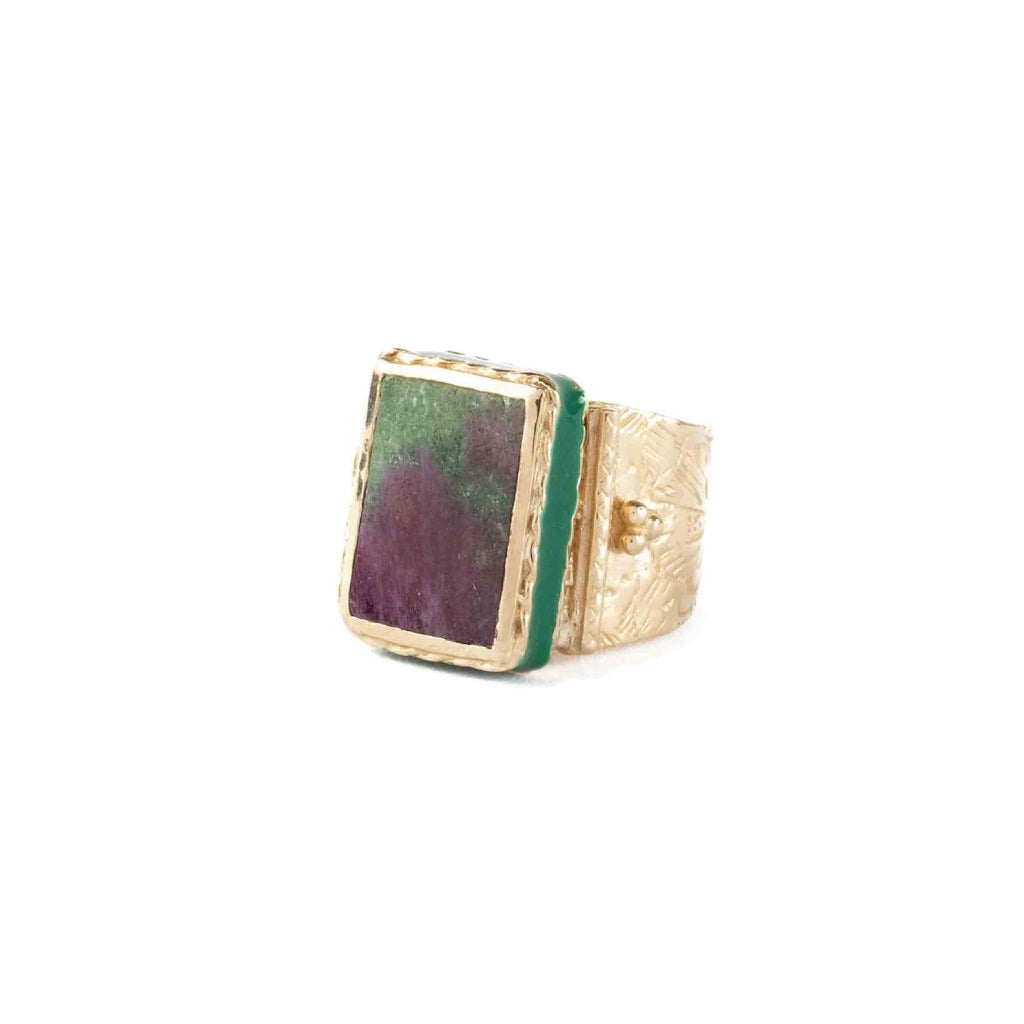 JULIET Engraved Ruby Zoisite Signet Ring