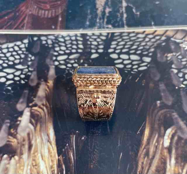 JULIET Bague Chevalière Gravée Sodalite Taille 54