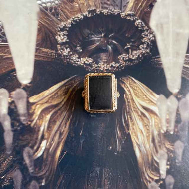 JULIET Bague Chevalière Gravée Tourmaline Noire