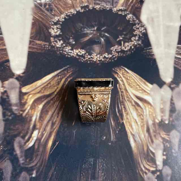 JULIET Bague Chevalière Gravée Tourmaline Noire