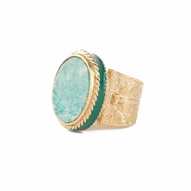 JULIET OVALE Bague Chevalière Gravée Amazonite