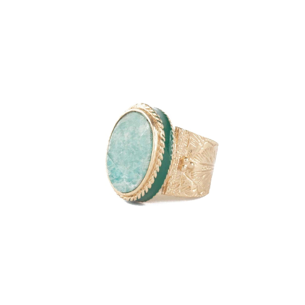 JULIET OVALE Engraved Amazonite Signet Ring