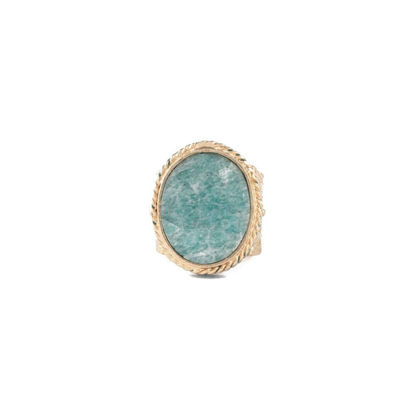 JULIET OVALE Engraved Amazonite Signet Ring