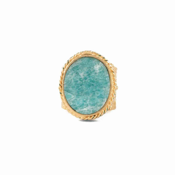 JULIET OVALE Bague Chevalière Gravée Amazonite