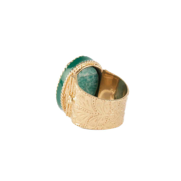 JULIET OVALE Bague Chevalière Gravée Amazonite