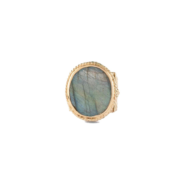 JULIET OVALE Bague Chevalière Gravée Labradorite