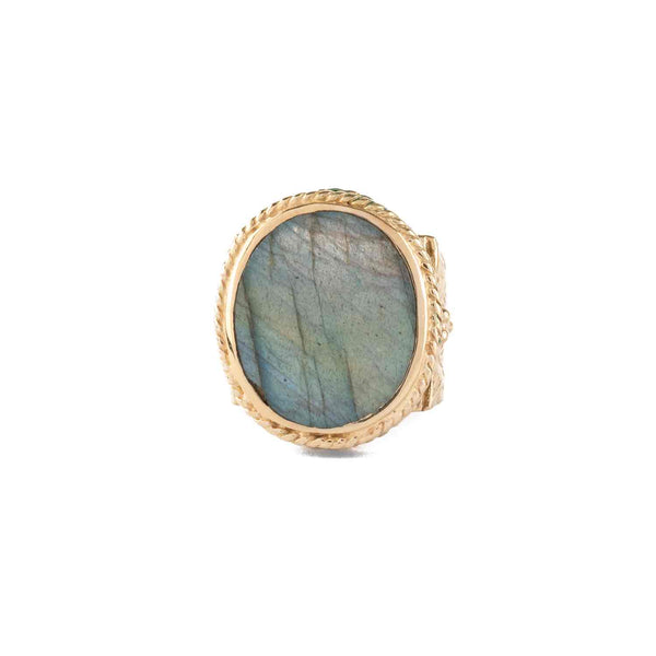 JULIET OVALE Bague Chevalière Gravée Labradorite